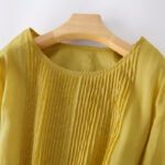 Buddha Stones Casual Lace-up Plain Crew Neck Half Sleeve Cotton Midi Dress With Pockets - image 10