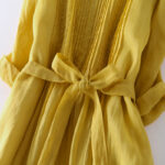 Buddha Stones Casual Lace-up Plain Crew Neck Half Sleeve Cotton Midi Dress With Pockets - image 9