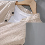 Buddha Stones Vintage Men's Striped Pattern Cotton Linen Long Sleeve Shirt - image 8