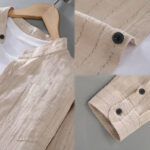 Buddha Stones Vintage Men's Striped Pattern Cotton Linen Long Sleeve Shirt - image 11