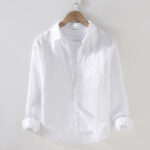 Buddha Stones Spring Men's Casual Pure Color Linen Long Sleeve Shirt With Pocket - White - US/UK/AU42，EU52 (3XL) - image 8