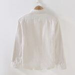 Buddha Stones Spring Men's Casual Pure Color Linen Long Sleeve Shirt With Pocket - image 2