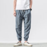 Buddha Stones Simple Drawstring Design Linen Men's Pants With Pockets - SteelBlue - US/UK/AU46，EU56 (5XL) - image 18