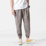 Buddha Stones Simple Drawstring Design Linen Men's Pants With Pockets - image 9