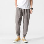 Buddha Stones Simple Drawstring Design Linen Men's Pants With Pockets - image 13
