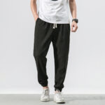 Buddha Stones Simple Drawstring Design Linen Men's Pants With Pockets - Black - US/UK/AU46，EU56 (5XL) - image 14