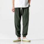 Buddha Stones Simple Drawstring Design Linen Men's Pants With Pockets - DarkOliveGreen - US/UK/AU46，EU56 (5XL) - image 17