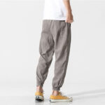 Buddha Stones Simple Drawstring Design Linen Men's Pants With Pockets - image 6
