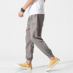 Buddha Stones Simple Drawstring Design Linen Men's Pants With Pockets - image 10