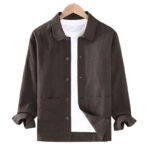 Buddha Stones Casual Plain Long Sleeve Button Lapel  Design Men's Ramie Linen Jacket With Pockets - image 3