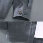 Buddha Stones Casual Plain Long Sleeve Button Lapel  Design Men's Ramie Linen Jacket With Pockets - image 11