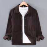 Buddha Stones Fall Vintage Lapel Design Long Sleeve Button Men's Cotton Jacket With Pockets - SaddleBrown - US/UK/AU42，EU52 (3XL) - image 8