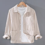 Buddha Stones Fall Vintage Lapel Design Long Sleeve Button Men's Cotton Jacket With Pockets - Beige - US/UK/AU42，EU52 (3XL) - image 10