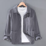 Buddha Stones Fall Vintage Lapel Design Long Sleeve Button Men's Cotton Jacket With Pockets - LightSlateGray - US/UK/AU42，EU52 (3XL) - image 1