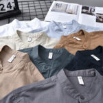 Buddha Stones Men's Long Sleeve Stand Collar With Pocket Pure Color Casual Cotton Linen Shirt - image 5