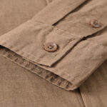 Buddha Stones Men's Long Sleeve Stand Collar With Pocket Pure Color Casual Cotton Linen Shirt - image 24