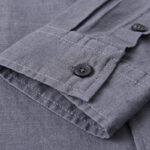 Buddha Stones Men's Long Sleeve Stand Collar With Pocket Pure Color Casual Cotton Linen Shirt - image 37
