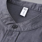 Buddha Stones Men's Long Sleeve Stand Collar With Pocket Pure Color Casual Cotton Linen Shirt - image 35