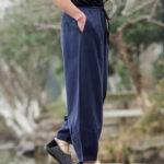 Buddha Stones Plain Casual Linen Bloomer Men's Pants With Pockets - image 8