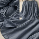 Buddha Stones Vintage Button Three Quarter Puff Sleeve V-Neck Cotton Linen Women's Shirt - image 5