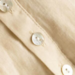 Buddha Stones Vintage Button Three Quarter Puff Sleeve V-Neck Cotton Linen Women's Shirt - image 13