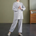Buddha Stones 2pcs Cotton Tai Chi Shirt Top Pants Meditation Zen Clothing Women's Set - image 2