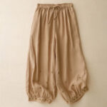 Buddha Stones Casual Embroidered Petals Women's Cotton Linen 7-8 Length Harem Pants With Pockets - SandyBrown - US12，UK/AU16，EU44 (2XL) - image 10