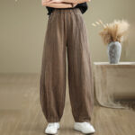Buddha Stones Casual Plain Women's Cotton Linen Harem Pants With Pockets - SaddleBrown - US8-10，UK/AU12-14，EU40-42 (2XL) - image 9