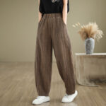 Buddha Stones Casual Plain Women's Cotton Linen Harem Pants With Pockets - image 13