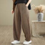 Buddha Stones Casual Plain Women's Cotton Linen Harem Pants With Pockets - image 10