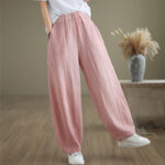Buddha Stones Casual Plain Women's Cotton Linen Harem Pants With Pockets - image 23