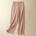 Buddha Stones Casual Straight Leg Design Women's Cotton Linen Pants With Pockets - LightSalmon - US14，UK/AU18，EU46 (2XL) - image 1