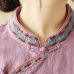 Buddha Stones Embroidered Slanted Buttons Cotton Linen Women's Shirt - image 12