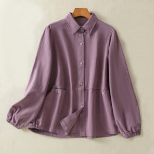 Buddha Stones Plain Button Design Stand Collar Women's Cotton Jacket - Plum - US14，UK/AU18，EU46 (2XL) - image 1