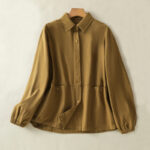 Buddha Stones Plain Button Design Stand Collar Women's Cotton Jacket - DarkGoldenrod - US14，UK/AU18，EU46 (2XL) - image 27