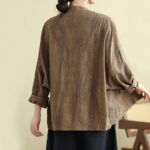 Buddha Stones Plain Long Sleeve Women's Cotton Linen Jacket With Pockets - image 5