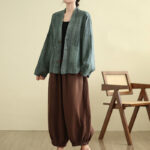 Buddha Stones Plain Long Sleeve Women's Cotton Linen Jacket With Pockets - image 23