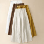 Buddha Stones Plain Color Frog-Button Cotton Linen Women's Wide Leg Pants With Pockets - image 25