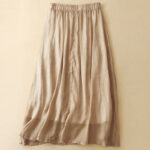 Buddha Stones Ethnic Vintage Embroidery Button Design Women's Cotton Linen 7-8 Length Skirt - image 12