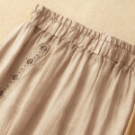 Buddha Stones Ethnic Vintage Embroidery Button Design Women's Cotton Linen 7-8 Length Skirt - image 15