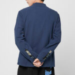 Buddha Stones Men's Frog-Button Dragon Pattern Cuffs Cotton Long Sleeve Shirt - image 4