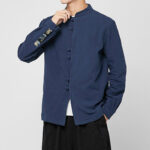 Buddha Stones Men's Frog-Button Dragon Pattern Cuffs Cotton Long Sleeve Shirt - image 3