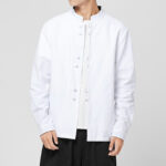 Buddha Stones Men's Frog-Button Dragon Pattern Cuffs Cotton Long Sleeve Shirt - image 7