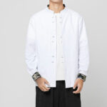 Buddha Stones Men's Frog-Button Dragon Pattern Cuffs Cotton Long Sleeve Shirt - White - US/UK/AU46，EU56 (5XL) - image 6