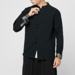 Buddha Stones Men's Frog-Button Dragon Pattern Cuffs Cotton Long Sleeve Shirt - image 18