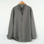 Buddha Stones Solid Color Buttons Fall Long Sleeve Linen Men's Shirt - Gray - US/UK/AU46，EU56 (3XL) - image 1