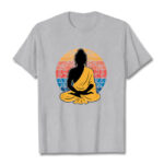 Buddha Stones Casual Colorful Meditating Buddha Pattern Cotton Tee T-shirt - LightGrey - 2XL - image 20