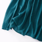 Buddha Stones Casual Accordion Pleat Plain V-neck Short Sleeve Cotton Midi Dress With Pockets - image 39