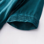 Buddha Stones Casual Accordion Pleat Plain V-neck Short Sleeve Cotton Midi Dress With Pockets - image 43