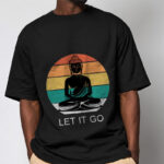 Buddha Stones Casual Colorful Striped Background Meditating Buddha Pattern Cotton Tee T-Shirt - image 5